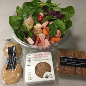 Gluten-free salad and cookies from Complete Body Juice Bar & Frozen Yogurt